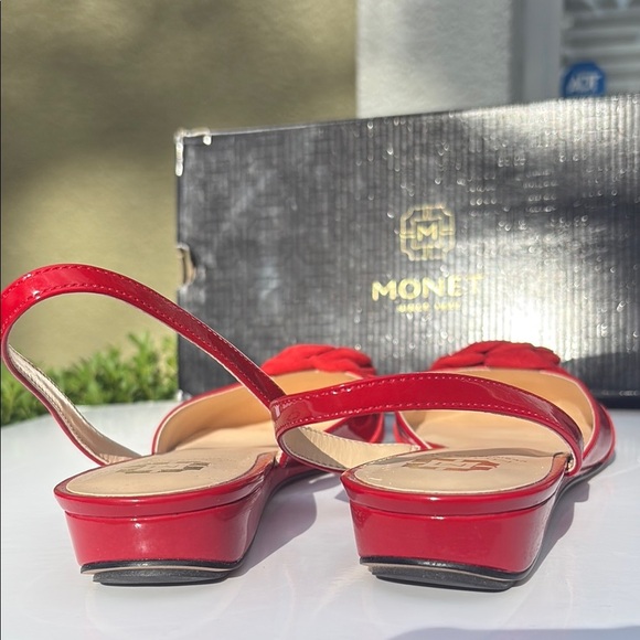 Monet Red Floral Slingback Leather Flats ❤️ - Picture 6 of 8